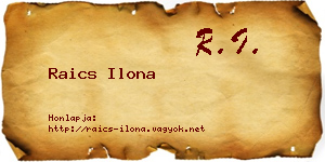 Raics Ilona névjegykártya